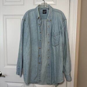 GAP 90s vintage demin cotton long sleeve button down soft oversized mens large